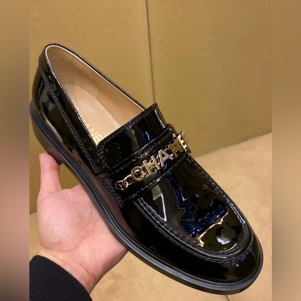 Chanel Mocassins Loafers Patent Calfskin Black